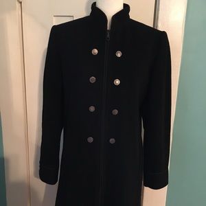 Loring long black coat sz M